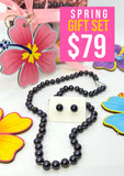 SPRING SALE • $79 Freshwater Petite Black Pearl (Necklace + Earrings