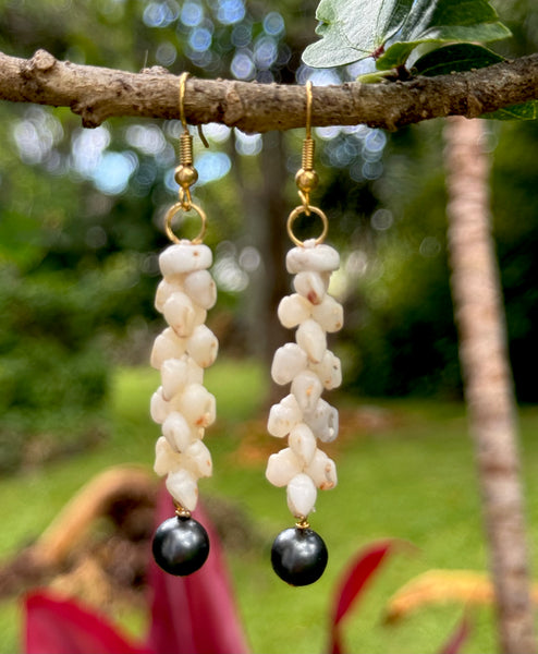 2.5” NIIHAU SHELL + BLACK PEARL EARRINGS – KUANA TORRES KAHELE