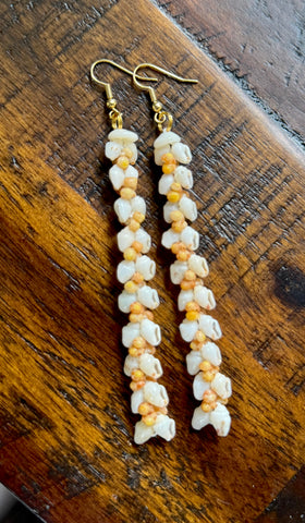 LONG HELECONIA STYLE NIIHAU SHELL EARRING (3.5”)
