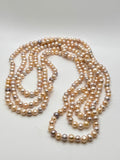 32 INCH APRICOT PASTEL PEARL NECKLACE (6-8mm)