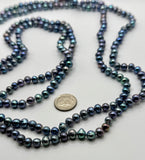 68 INCH BLUE SILVER PEARL NECKLACE