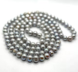 LONG 9MM SILVER GREY PEARL NECKLACE (48 inch)