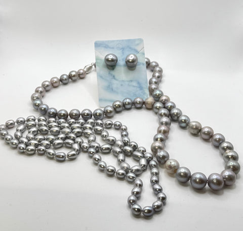 ¡SALE BUNDLE! GREY SILVER PEARL NECKLACE SET • $199