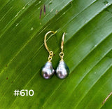 TAHITIAN PEARL GOLD DANGLES (9-10mm)
