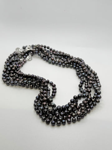¡SALE BUNDLE! 6 STRAND DARK BLUE MICRO-PEARL NECKLACE SET • $199