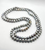 LONG 9MM SILVER GREY PEARL NECKLACE (48 inch)