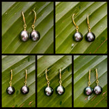 TAHITIAN PEARL GOLD DANGLES (9-10mm)