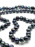 45 INCH BLUE SILVER PEARL NECKLACE