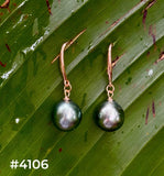 TAHITIAN PEARL ROSE GOLD DANGLE EARRINGS (9mm)
