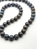 CARVED EDISON BLACK PEARL NECKLACE 22”