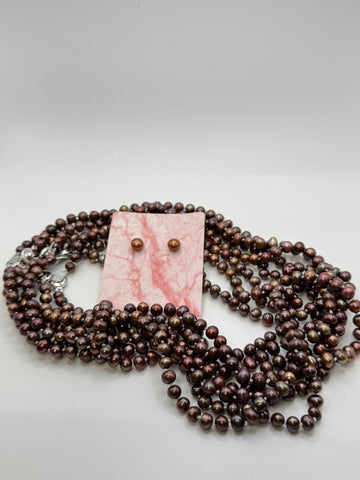 ¡SALE BUNDLE! 7 STRAND BROWN MICRO-PEARL NECKLACE SET • $239