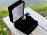 11-12mm Blue Black Pearl Studs