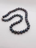 CARVED EDISON BLACK PEARL NECKLACE 22”