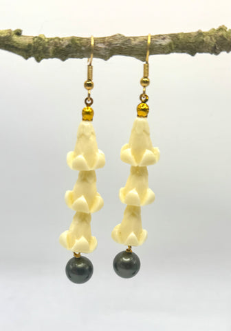 BLACK PEARL + CROWNFLOWER DANGLES