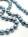 34 INCH BLUE SILVER PEARL NECKLACE