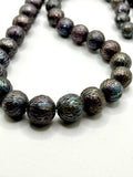 LARGE CARVED EDISON BLACK PEARL NECKLACE 22”