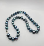22”  LARGE BLUE SILVER PEARL NECKLACE (9-11mm)