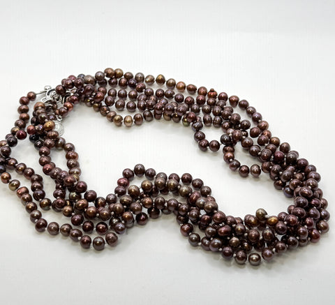 ¡SALE BUNDLE! 5 STRAND BROWN MICRO-PEARL NECKLACE SET • $189