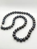 CARVED EDISON BLACK PEARL NECKLACE 27”