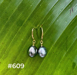 TAHITIAN PEARL GOLD DANGLES (9-10mm)