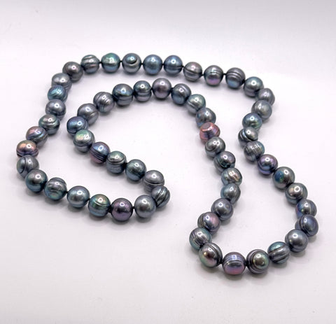 ONLY ONE AVAILABLE! LARGE BLUE SILVER PEARL NECKLACE (9-11mm) 32”