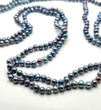 68 INCH BLUE SILVER PEARL NECKLACE