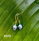 TAHITIAN PEARL GOLD DANGLES (9-10mm)