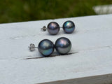 11-12mm Blue Black Pearl Studs