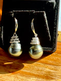 TAHITIAN PEARL TEARDROP SILVER SPIRAL TOP DANGLE (9mm)