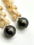 NIIHAU MOMI PĪKAKE + TAHITIAN PEARL EARRINGS