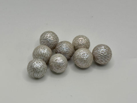 (13mm) CARVED SILVER EDISON PEARLS • NOT DRILLED
