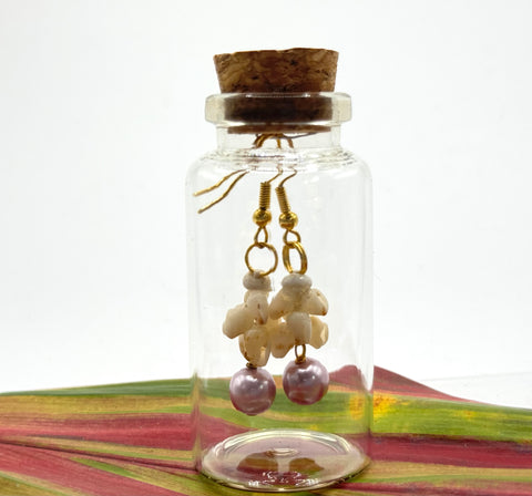 SALE! NIIHAU SHELL EARRINGS LAVENDER PEARL IN THE BOTTLE