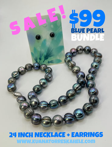 24” BLUE SILVER LARGE PEARL NECKLACE (10-11mm)