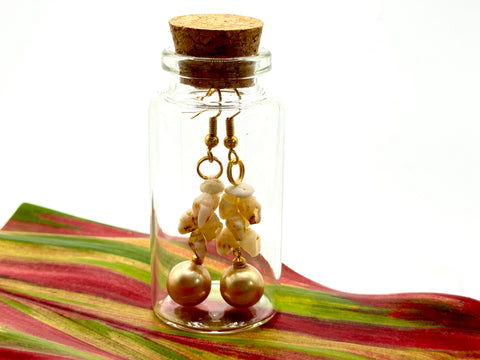 SALE! NIIHAU SHELL EARRINGS CHAMPAGNE PEARL IN THE BOTTLE
