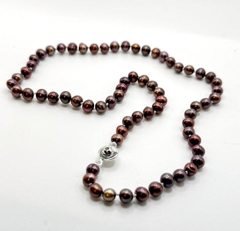 SALE! (4mm) Chocolate Pearl Necklace 18”