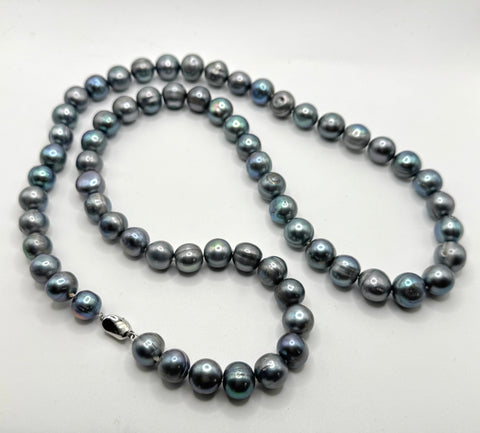 SALE! 31.5” LARGE BLUE SILVER PEARL NECKLACE (9-11mm)