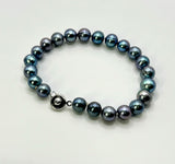 (8”) BLUE PEARL BRACELET + EARRING GIFT SET