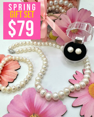 $79 WHITE PEARL NECKLACE SET