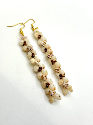 LONG HELECONIA STYLE RARE COLORS NIIHAU SHELL EARRING (3.5”)