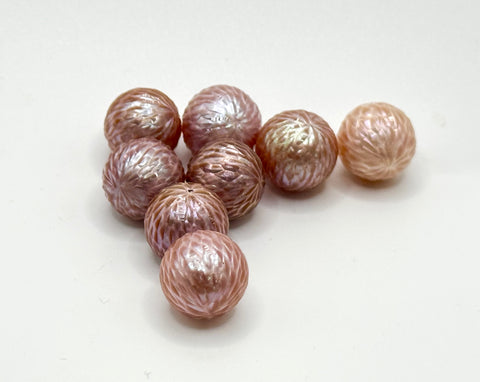 (10mm) CARVED PINK EDISON PEARLS • NOT DRILLED