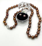 24” CHOCOLATE PEARL NECKLACE + EARRING SET