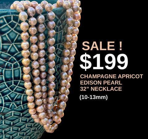 32” CHAMPAGNE APRICOT EDISON PEARL NECKLACE