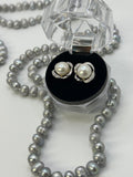 48” SILVER PEARL NECKLACE + EARRING SET